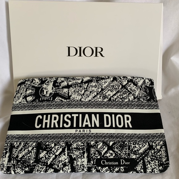 NIB Dior Black & White Plan De Paris Map VIP  Pouch /Makeup Bag - Picture 1 of 5